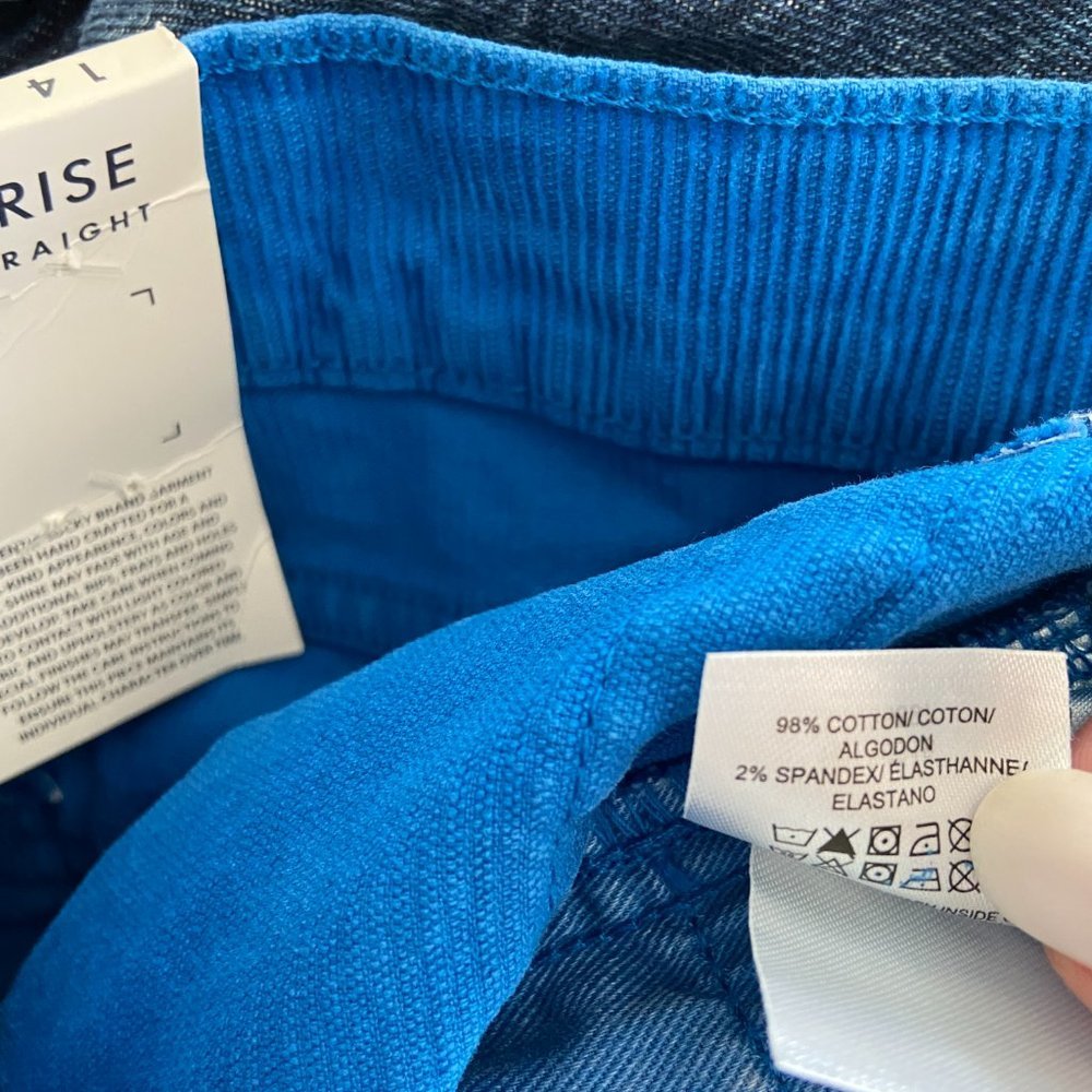 NEW Lucky Brand Blue Corduroy Straight Crop Jeans - Picture 8 of 9
